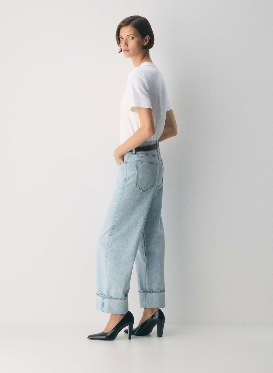denim forum jeans vintage a vita bassa con risvolto anni 90 15 anni brl thr blu