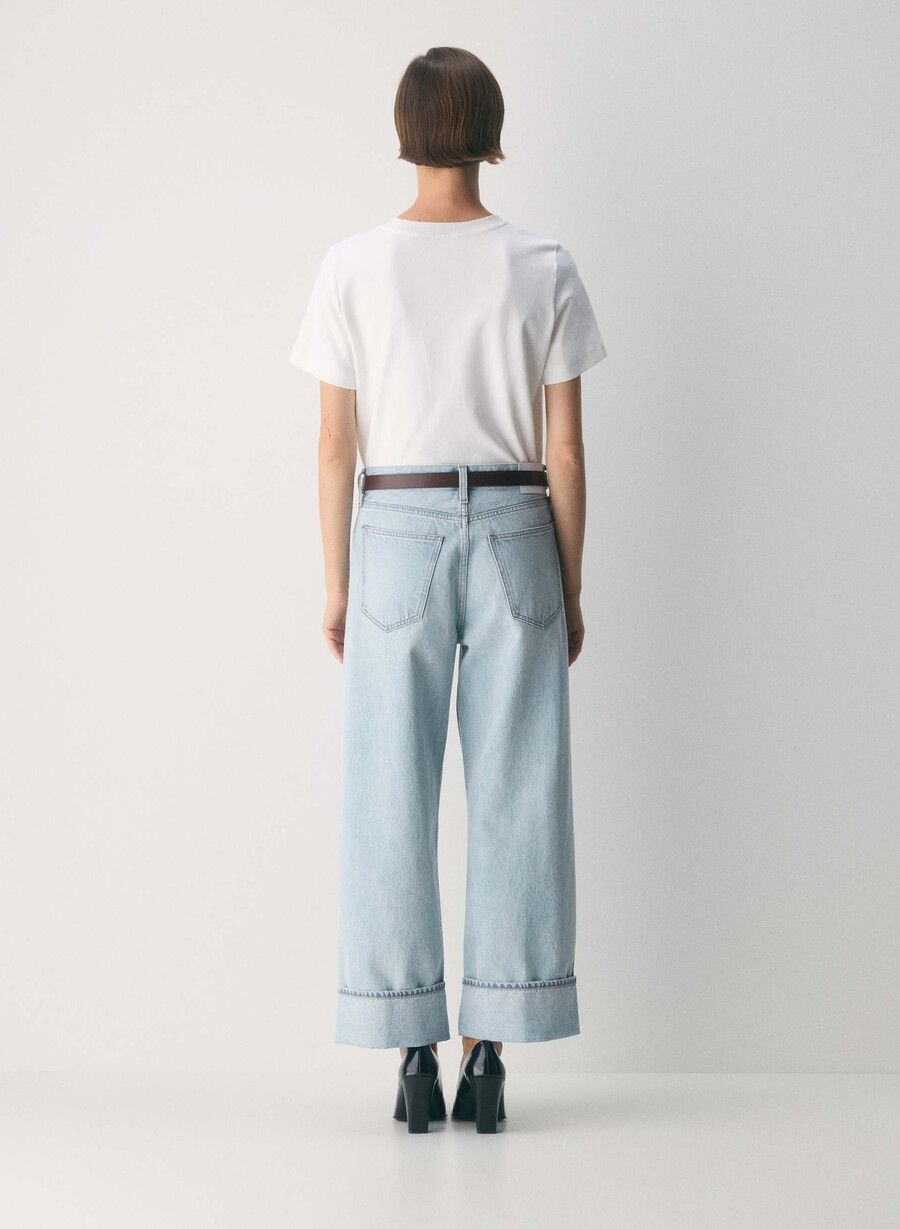 denim forum jeans vintage a vita bassa con risvolto anni 90 15 anni brl thr blu