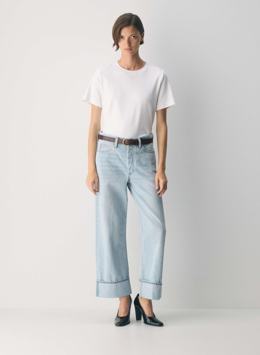 denim forum jeans vintage a vita bassa con risvolto anni 90 15 anni brl thr blu