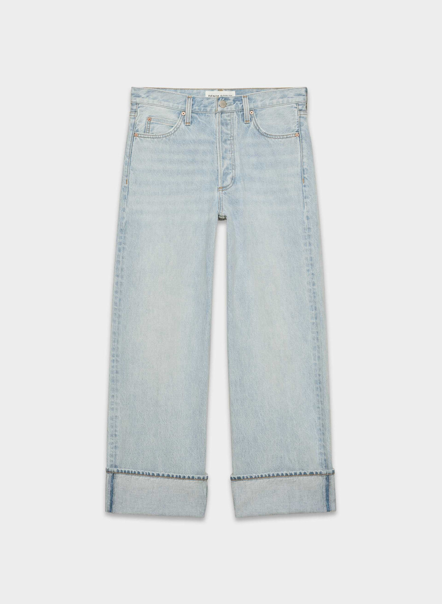 denim forum jeans vintage a vita bassa con risvolto anni 90 15 anni brl thr blu