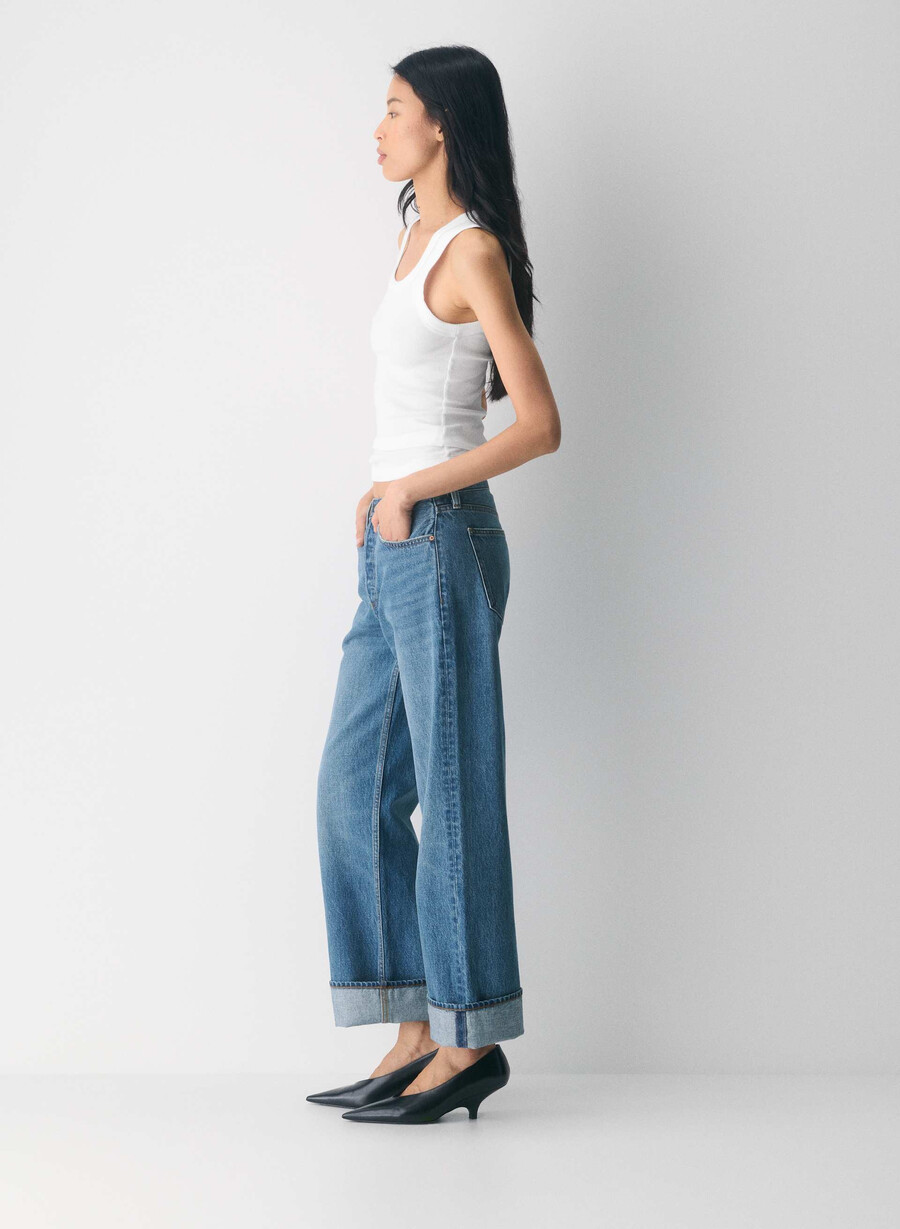 denim forum jeans con risvolto a vita bassa vintage anni 90 5 anni kiss n tell bl