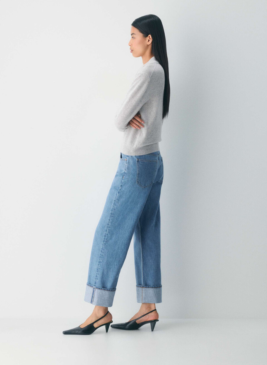 denim forum jeans vintage a vita bassa con risvolto anni 90 vintage bleu bottle