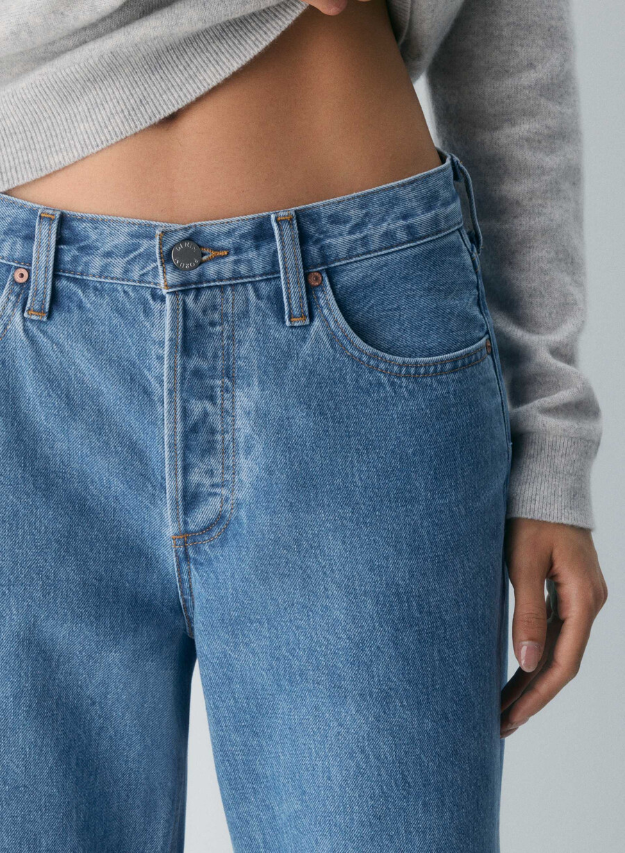 denim forum jeans vintage a vita bassa con risvolto anni 90 vintage bleu bottle