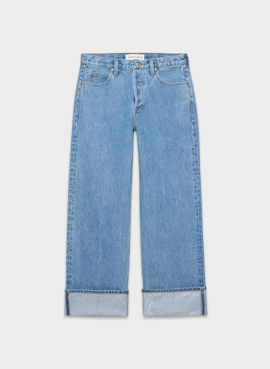 denim forum jeans vintage a vita bassa con risvolto anni 90 vintage bleu bottle
