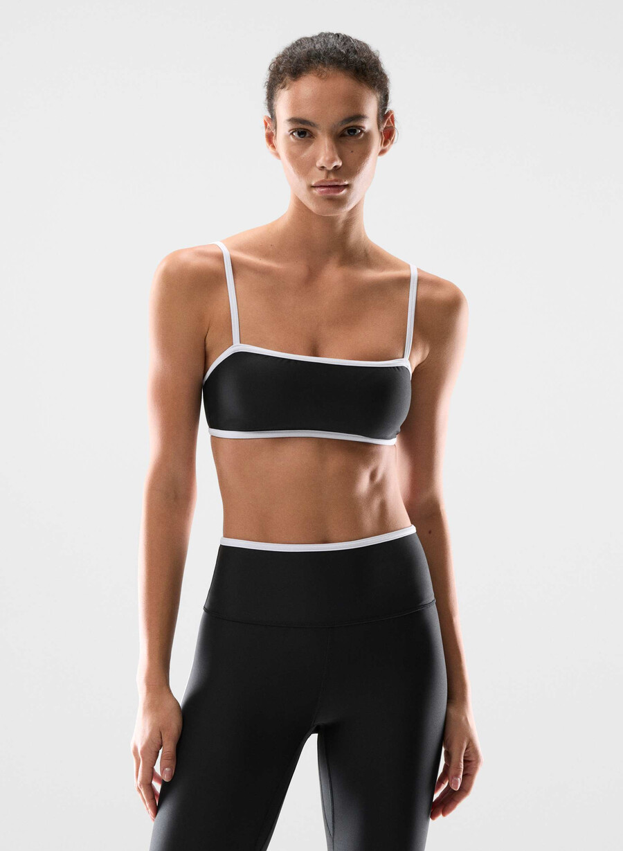 reggiseno sportivo glotone showup nerobianco lucido
