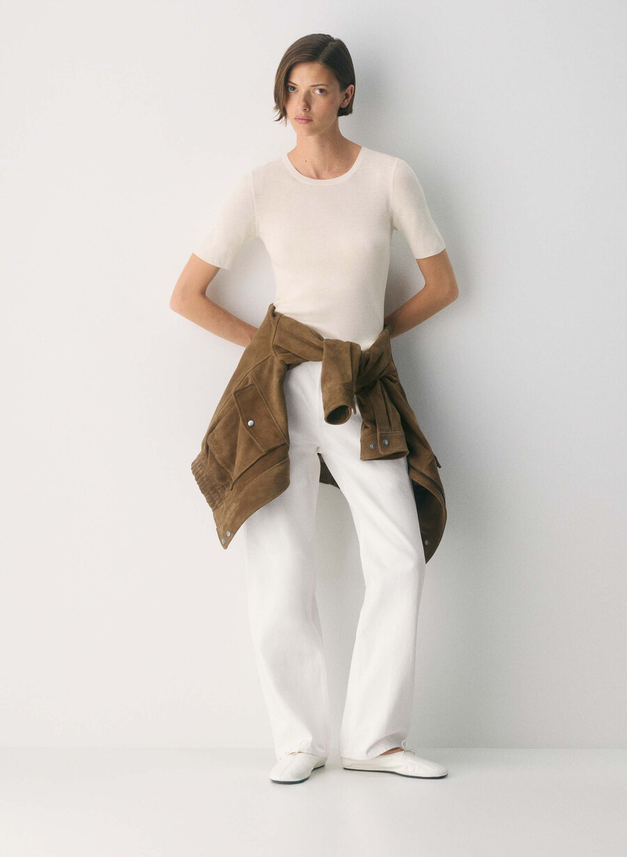 maglione foundry in lana merino fine lychee white