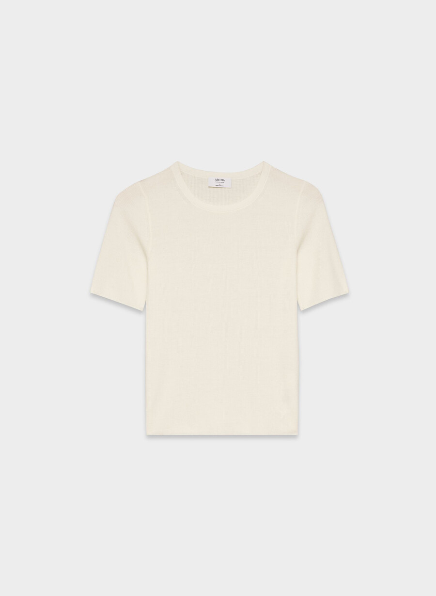 maglione foundry in lana merino fine lychee white
