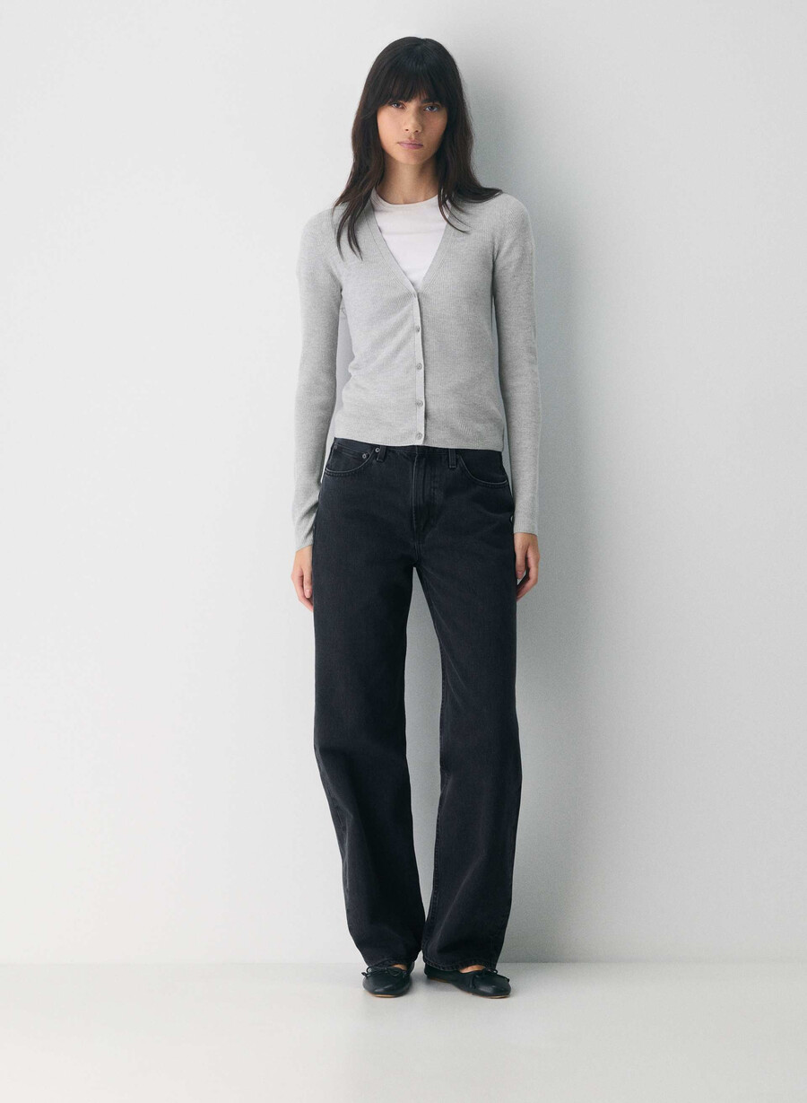 cardigan fieldstone in lana merino fine heather chrome