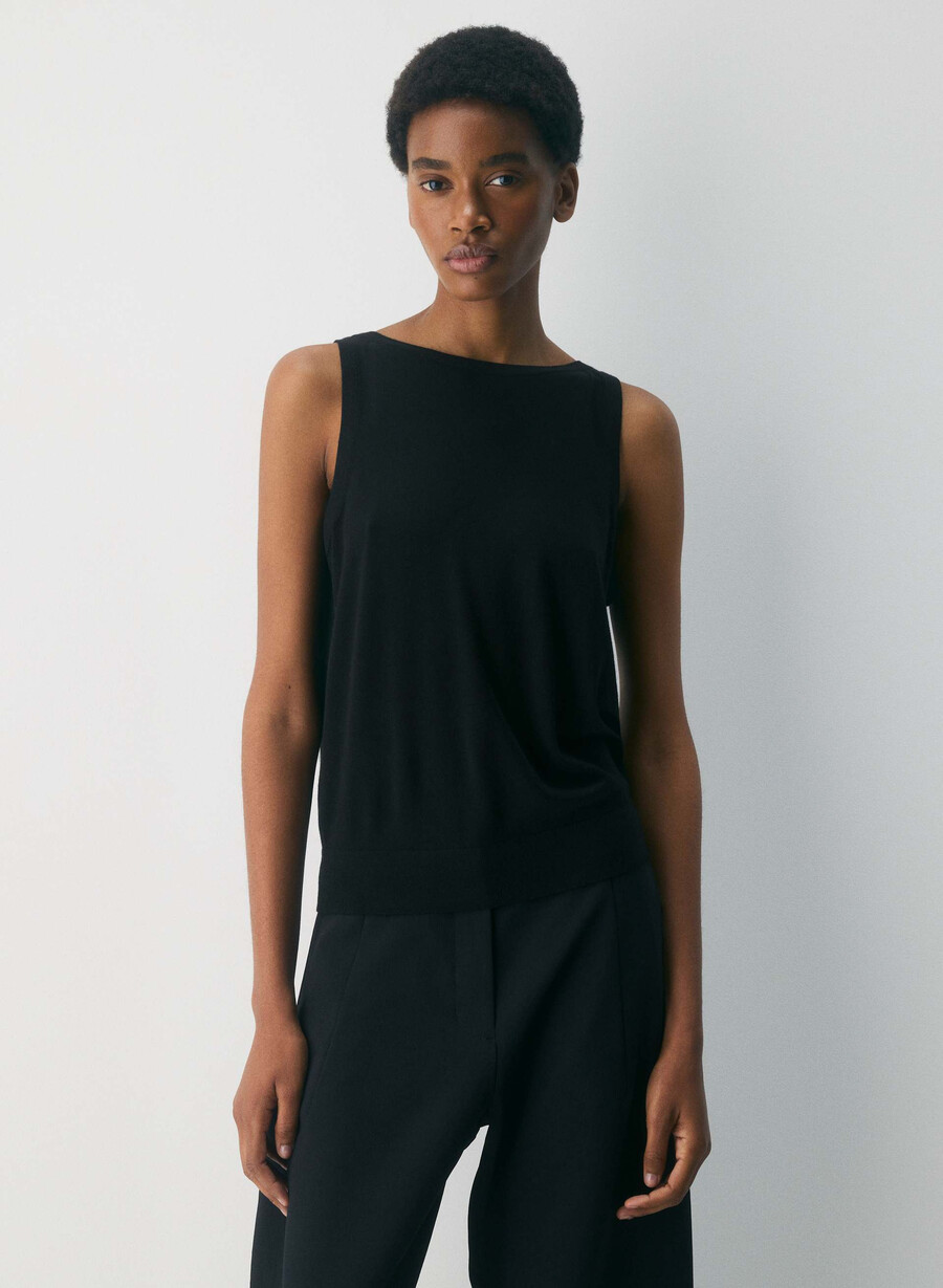 gilet in lana merino pregiata da pascolo nero