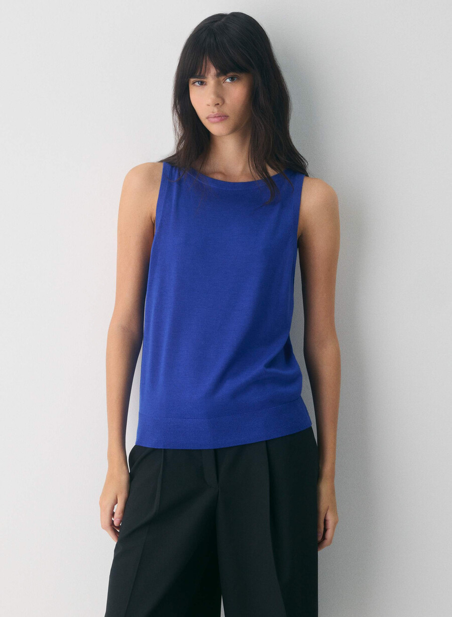 gilet in lana merino pregiata da pascolo blauer