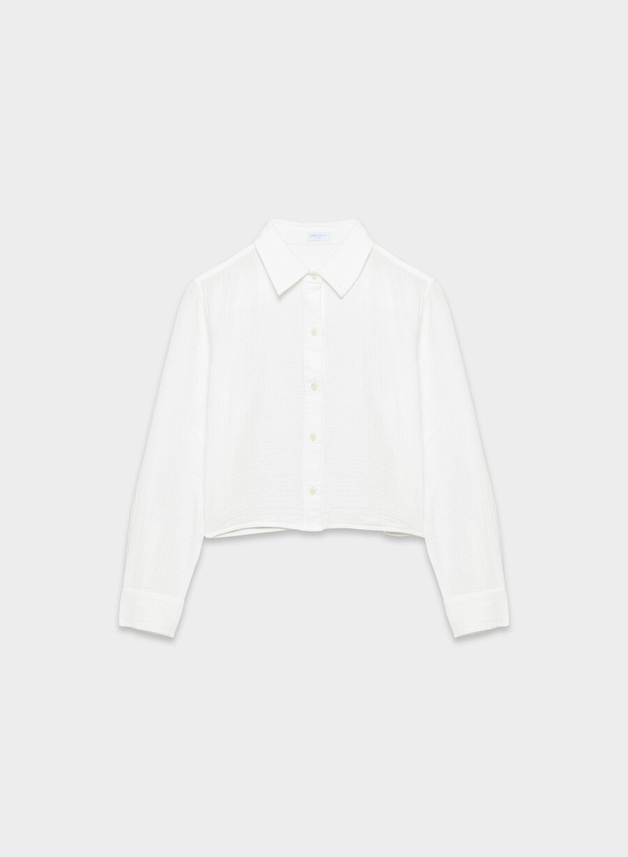 camicia corta airplush cotton sail bianca