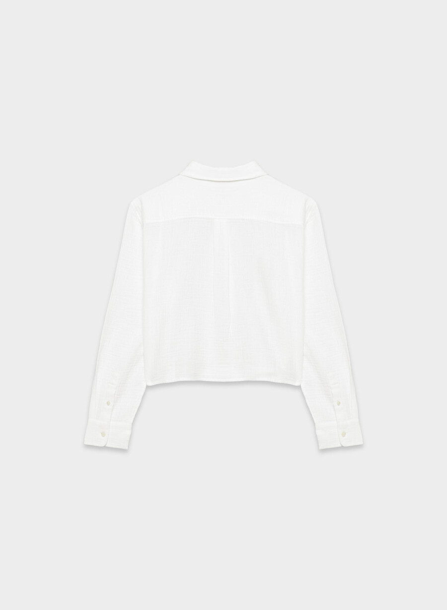 camicia corta airplush cotton sail bianca