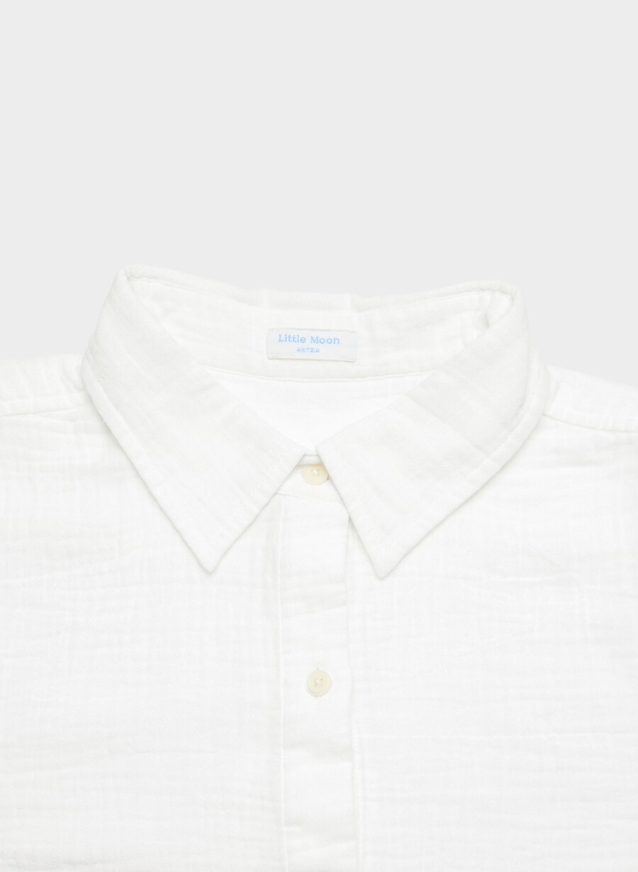 camicia corta airplush cotton sail bianca