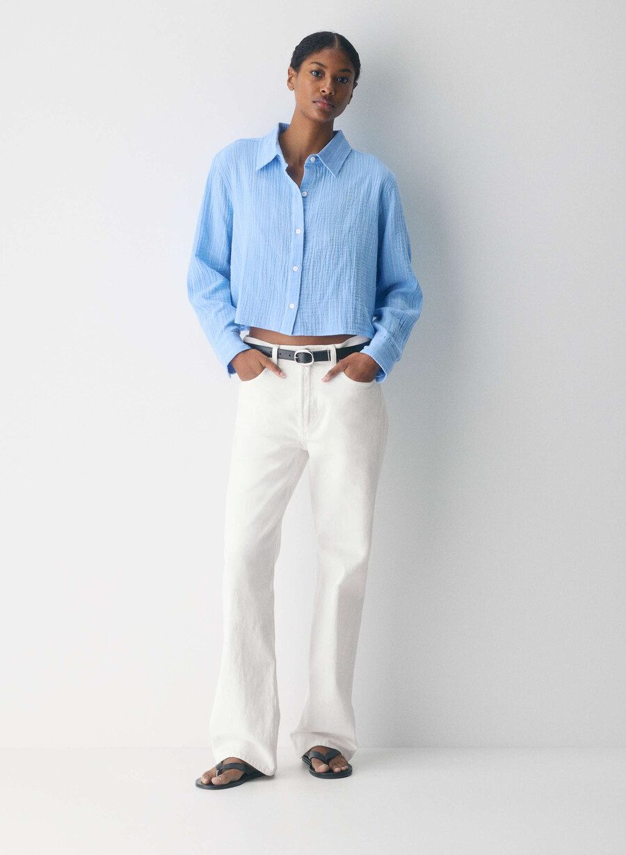 camicia corta in vela airplush cotton beatrice st pscd bl