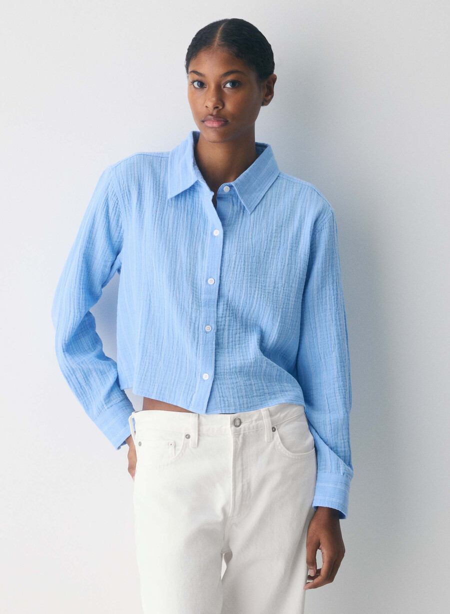 camicia corta in vela airplush cotton beatrice st pscd bl