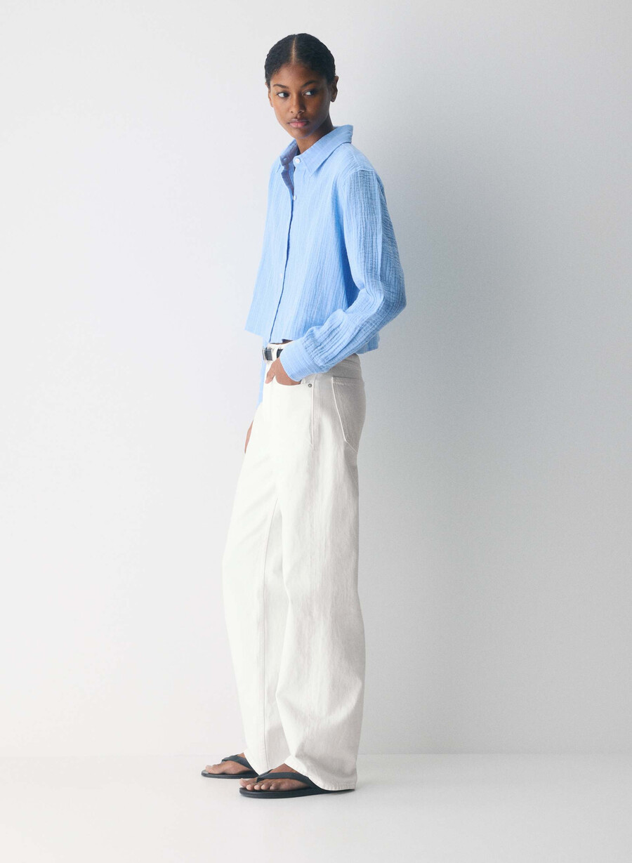 camicia corta in vela airplush cotton beatrice st pscd bl
