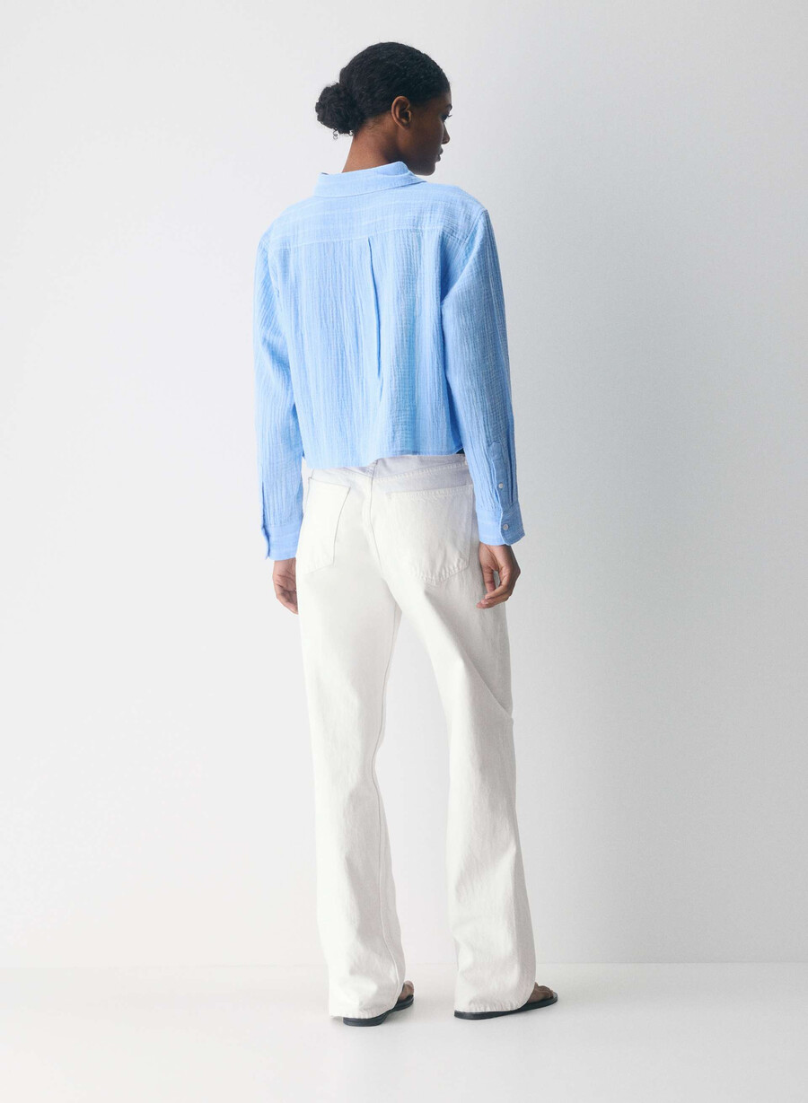 camicia corta in vela airplush cotton beatrice st pscd bl