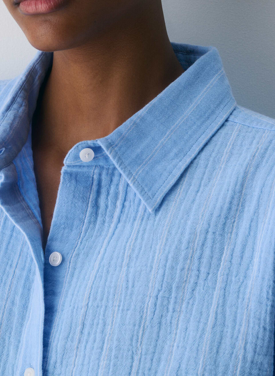camicia corta in vela airplush cotton beatrice st pscd bl