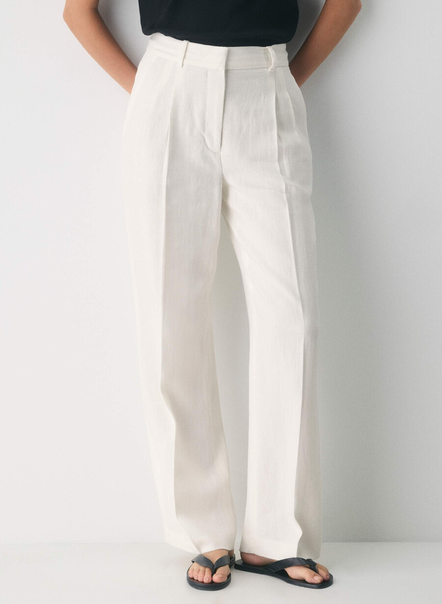 the effortless pant - lino betulla chiara