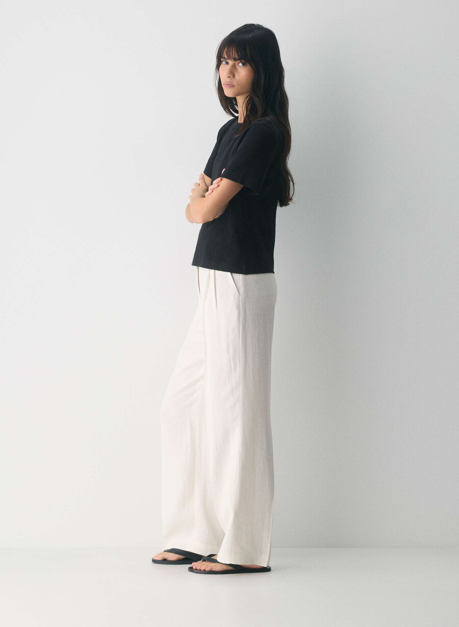 the effortless pant - lino betulla chiara