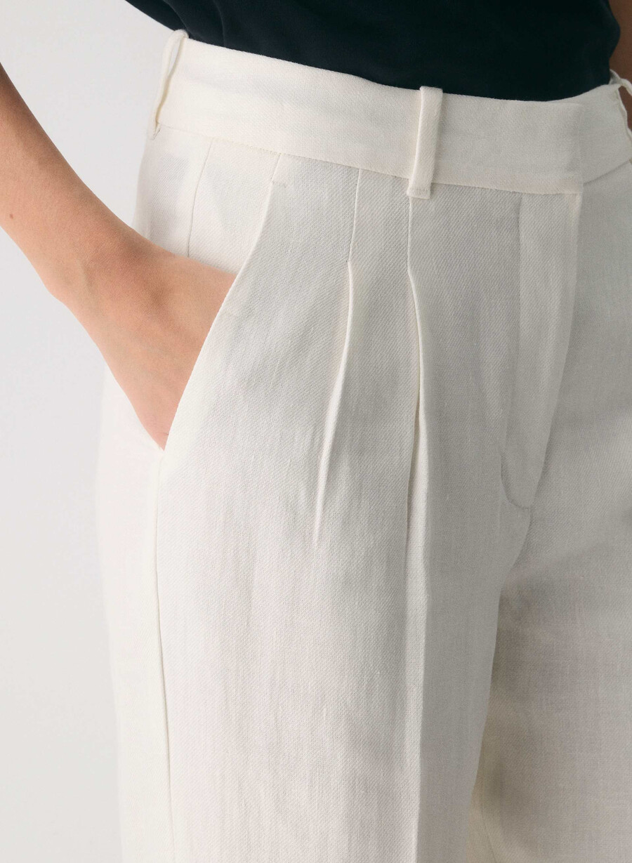 the effortless pant - lino betulla chiara