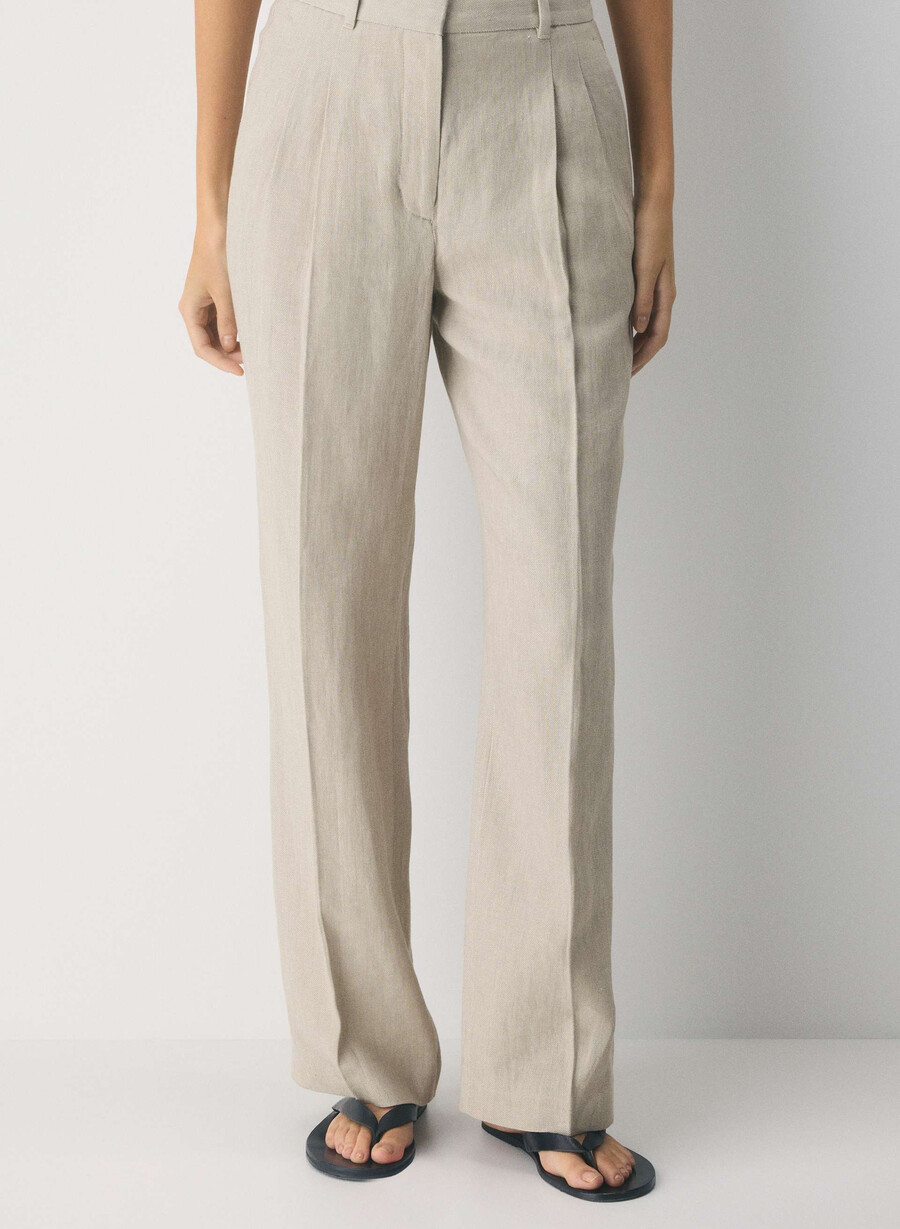 the effortless pant - lino ecru scuro non tinto