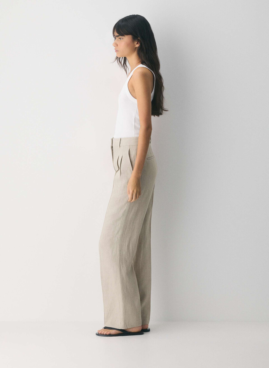 the effortless pant - lino ecru scuro non tinto
