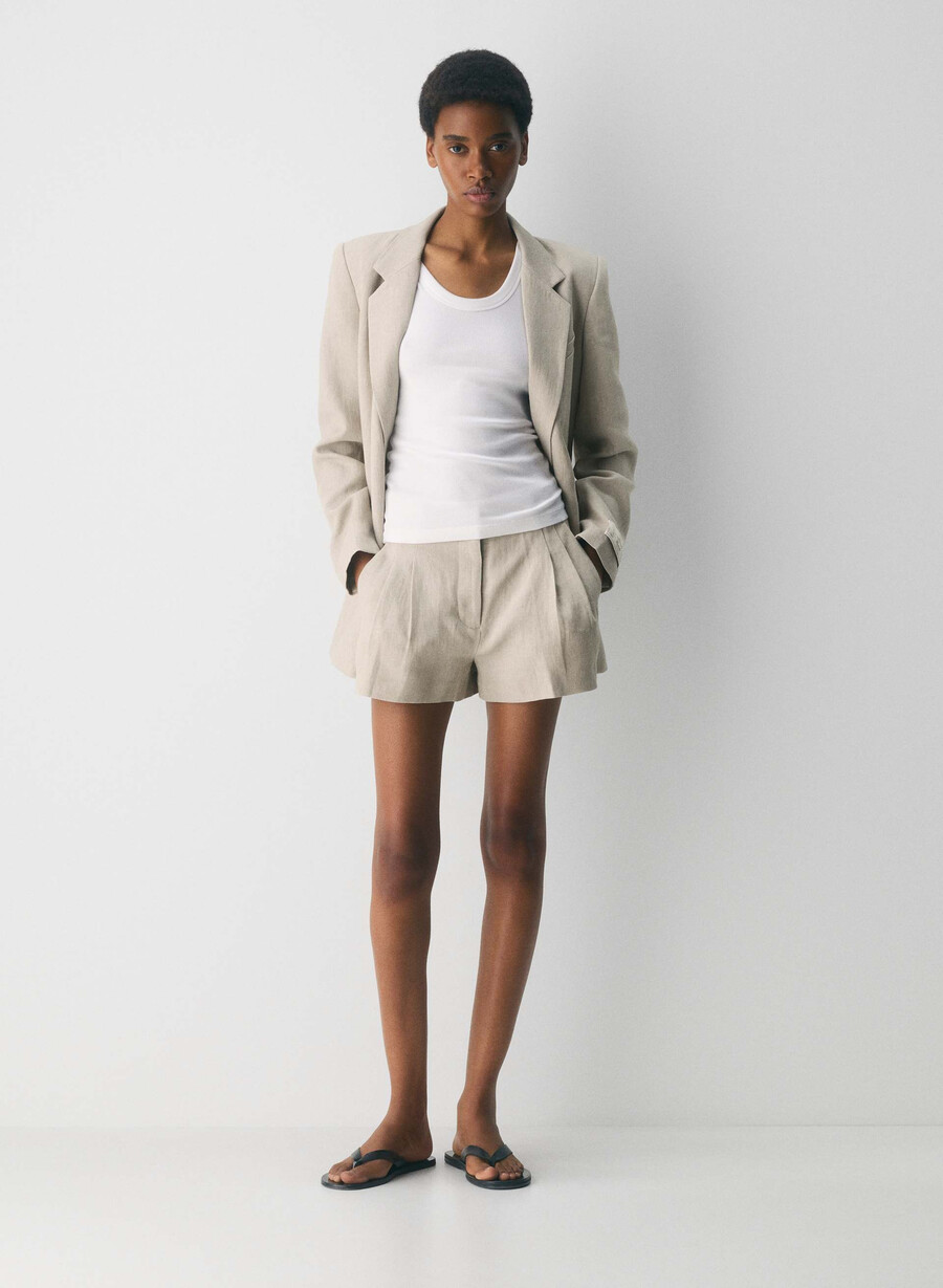 the effortless short mini - lino ecru scuro non tinto
