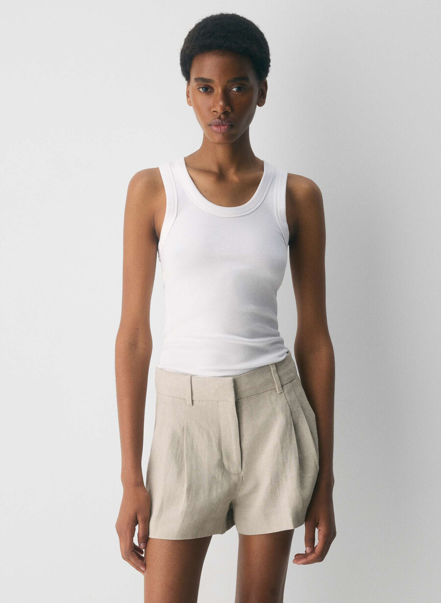 the effortless short mini - lino ecru scuro non tinto