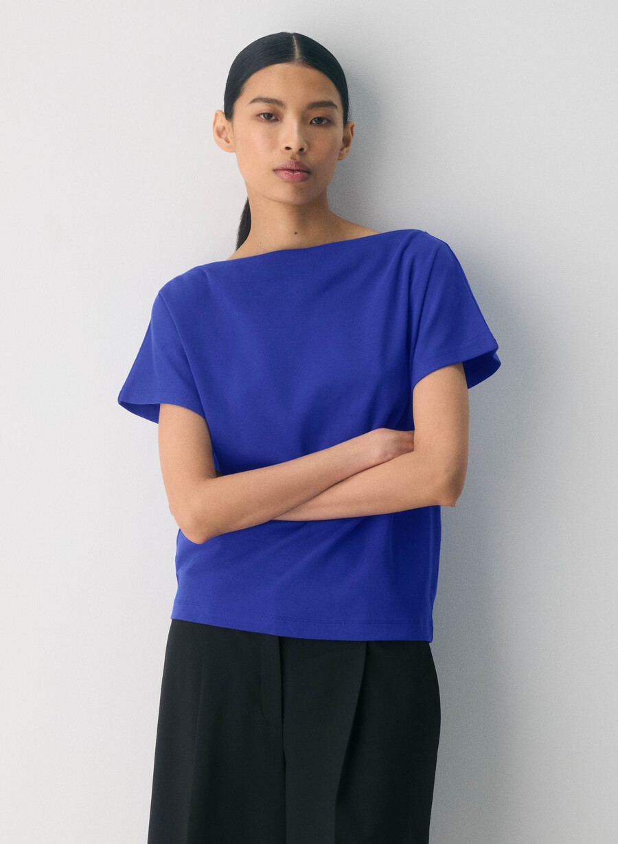 maglietta caveat in cotone interlock blu ablaze
