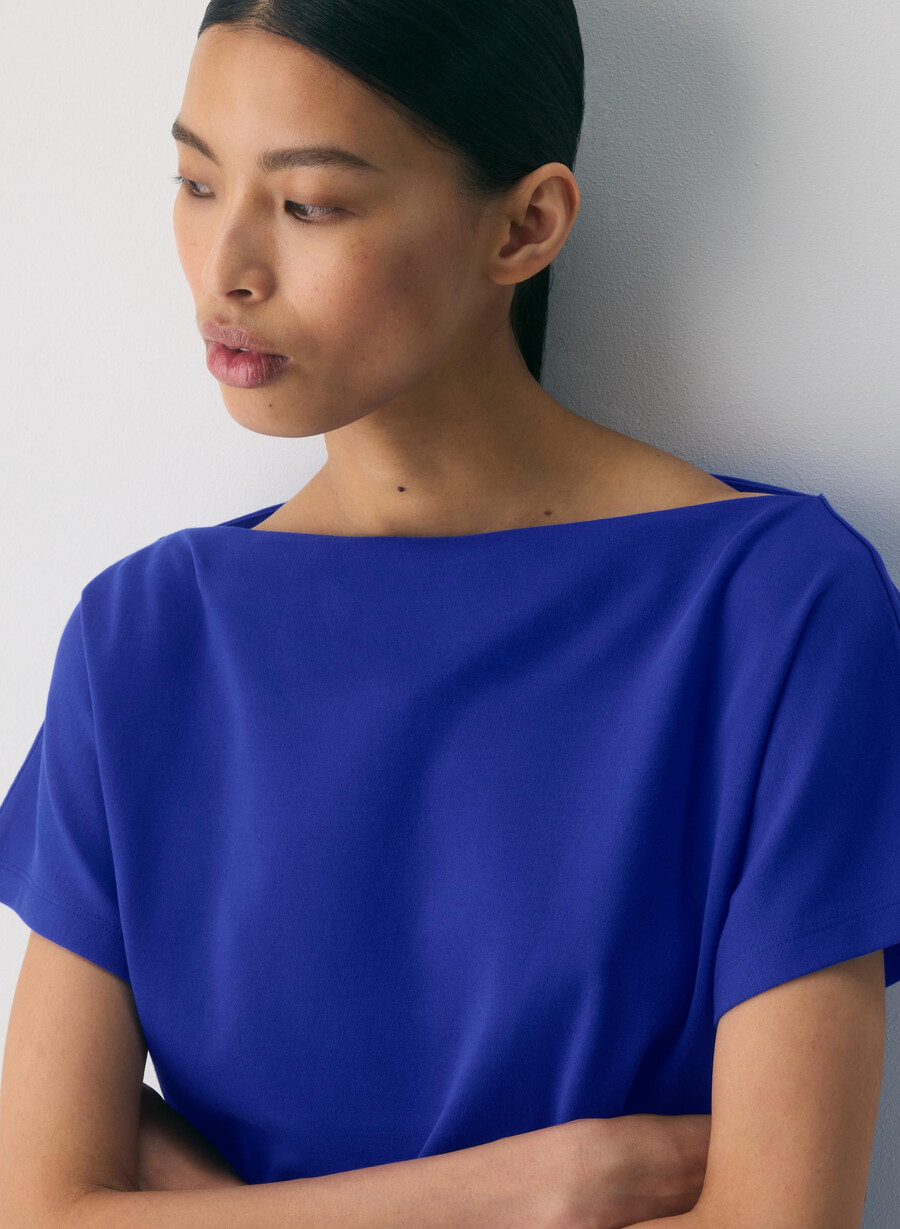 maglietta caveat in cotone interlock blu ablaze
