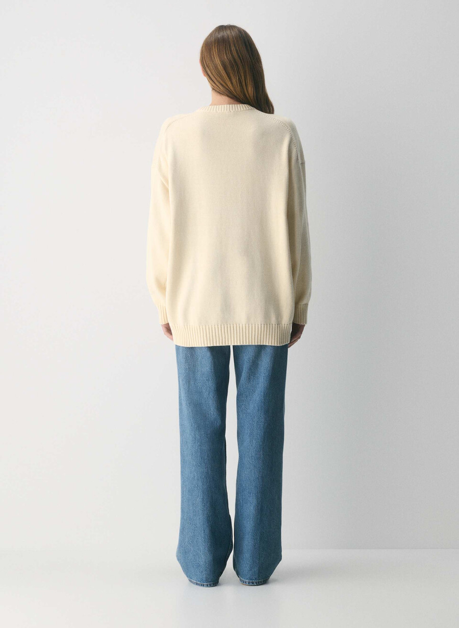 maglione cotton charm peggy icon bianco dune di sabbiamarrone