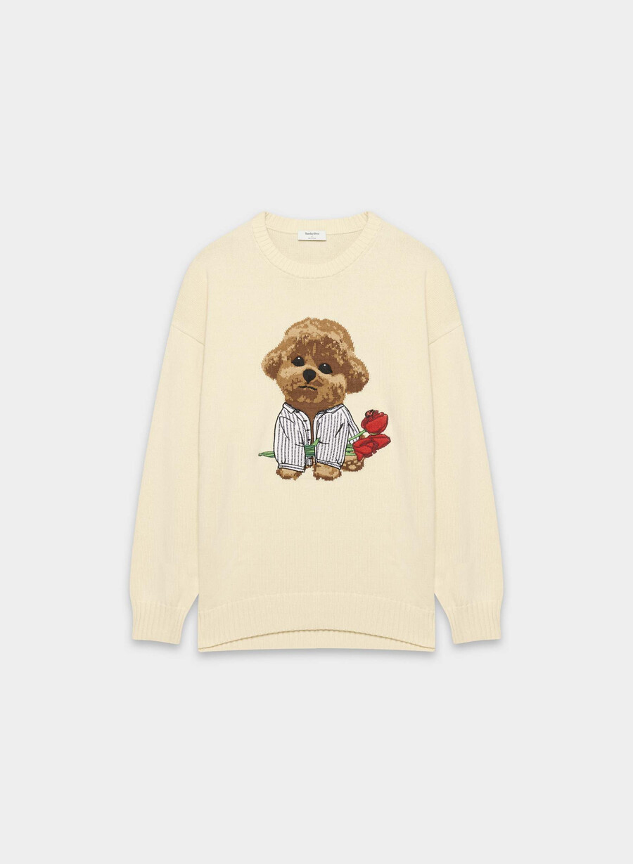 maglione cotton charm peggy icon bianco dune di sabbiamarrone