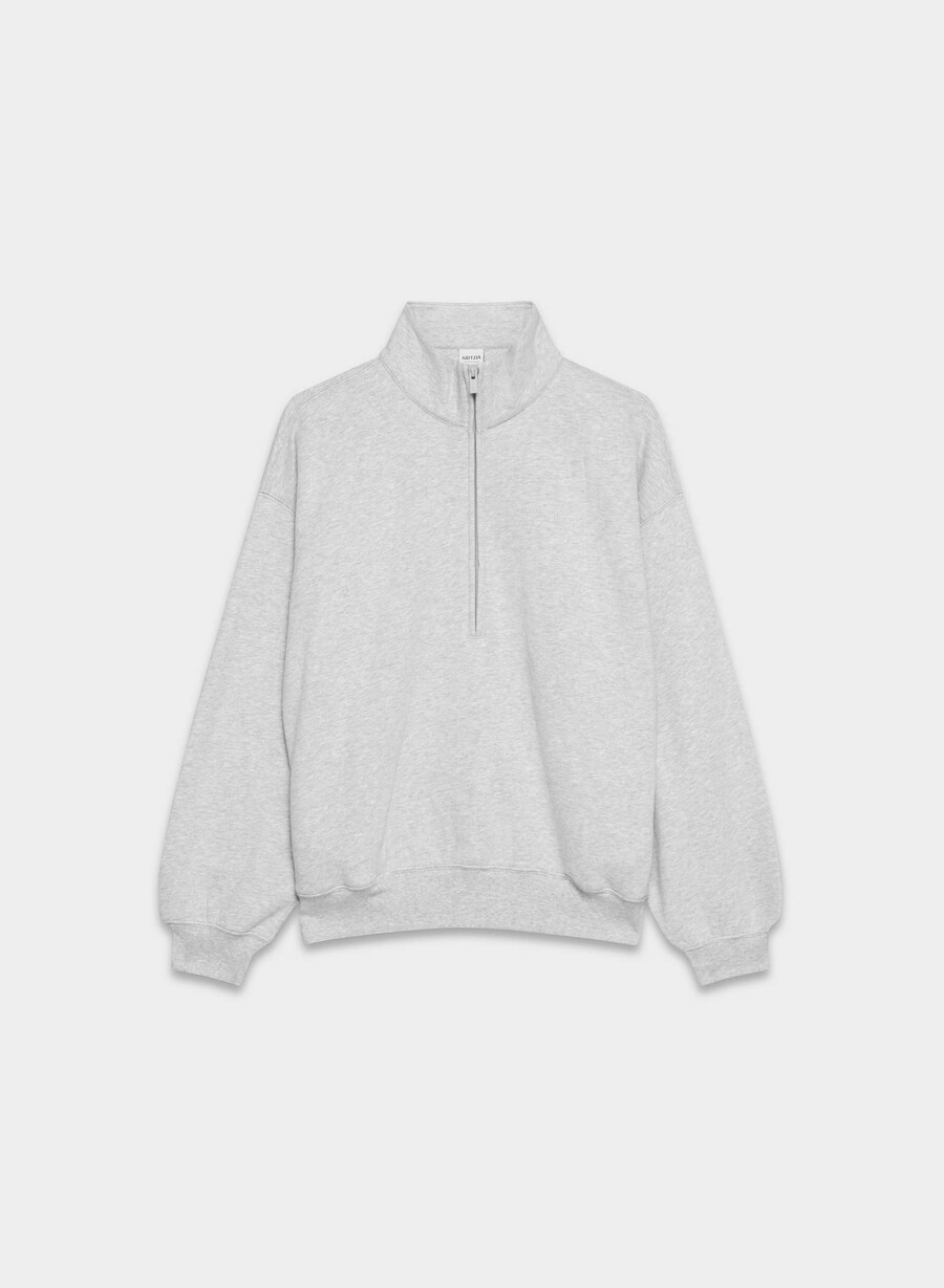 felpa in pile accogliente mega 12 zip heather chrome