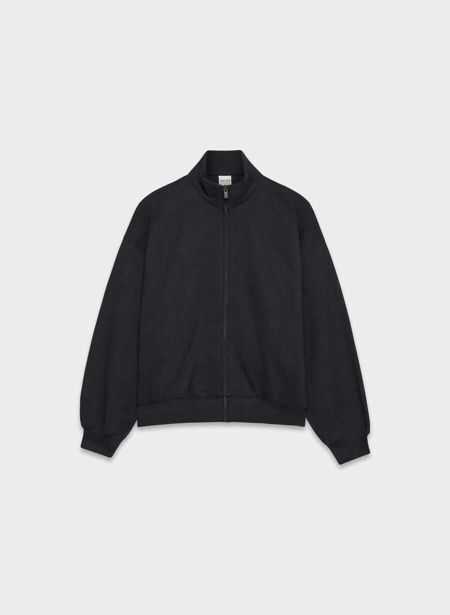 felpa con cappuccio cozy sweatfleece mega zip-up nero