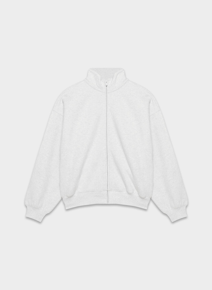 felpa con cappuccio cozy sweatfleece mega zip-up heather cloud white