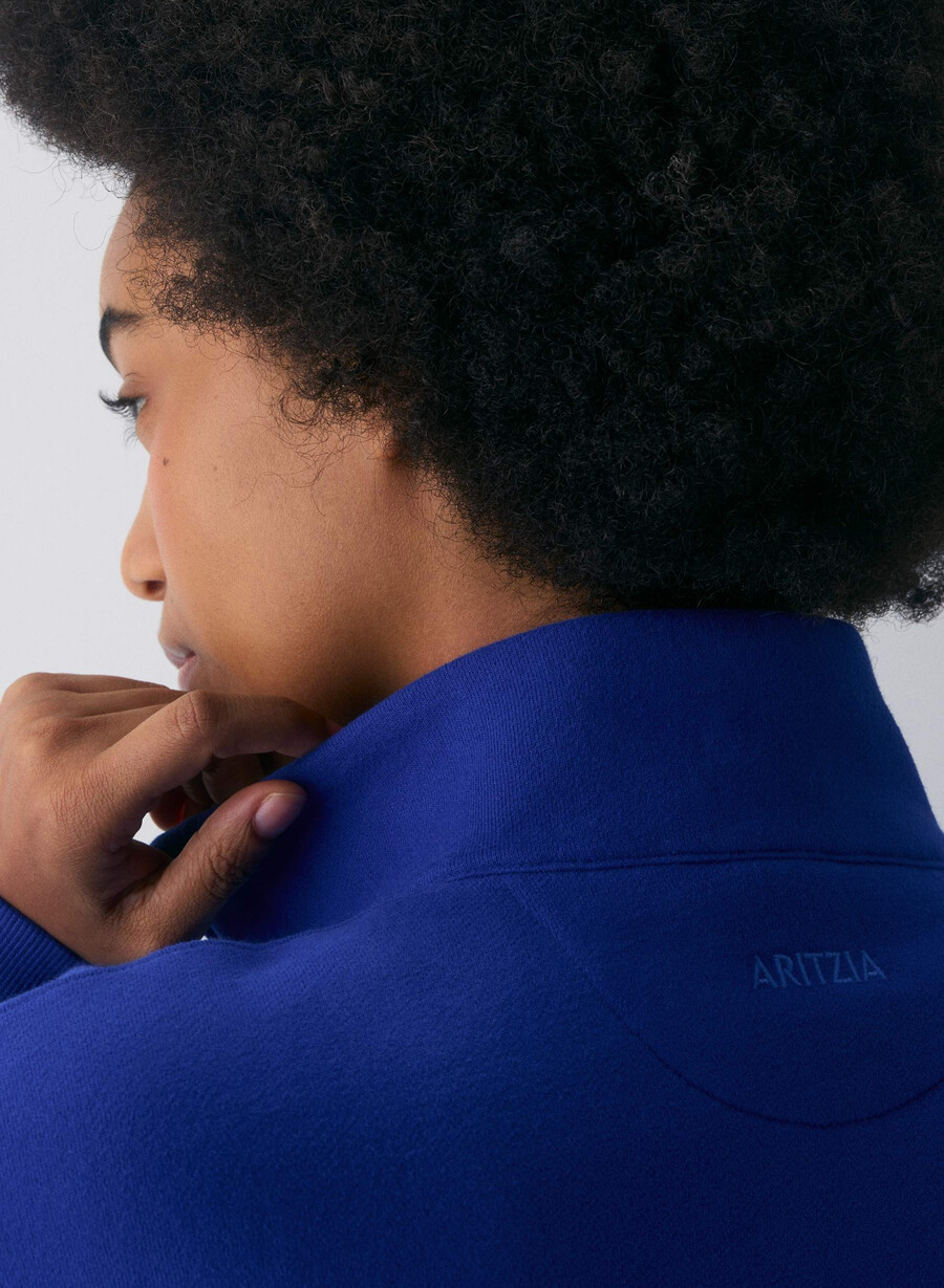 felpa con cappuccio e zip grande in pile ablaze blue