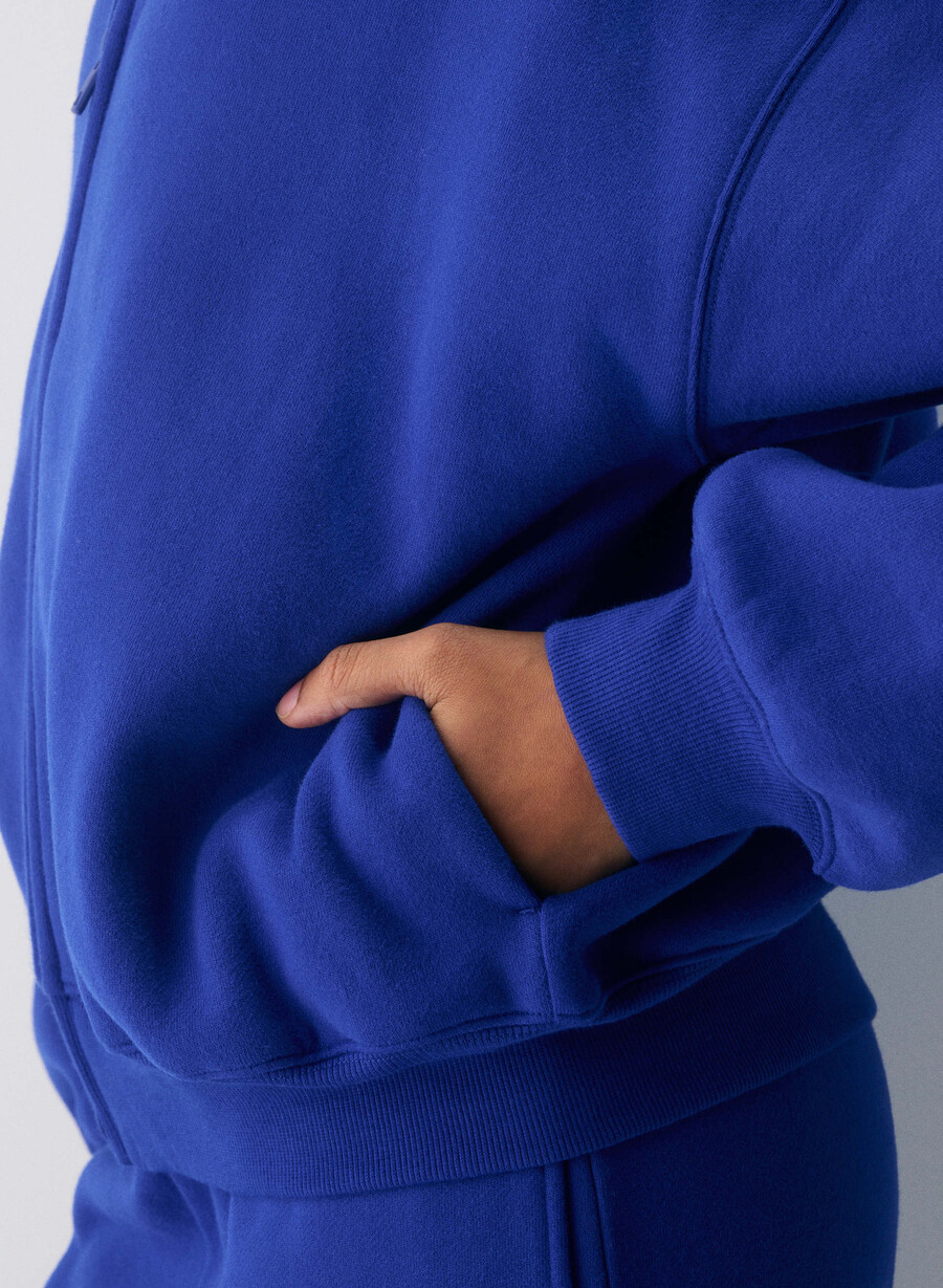 felpa con cappuccio e zip grande in pile ablaze blue