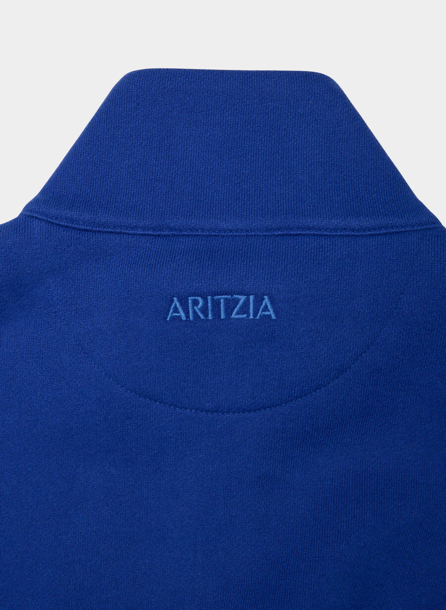 felpa con cappuccio e zip grande in pile ablaze blue