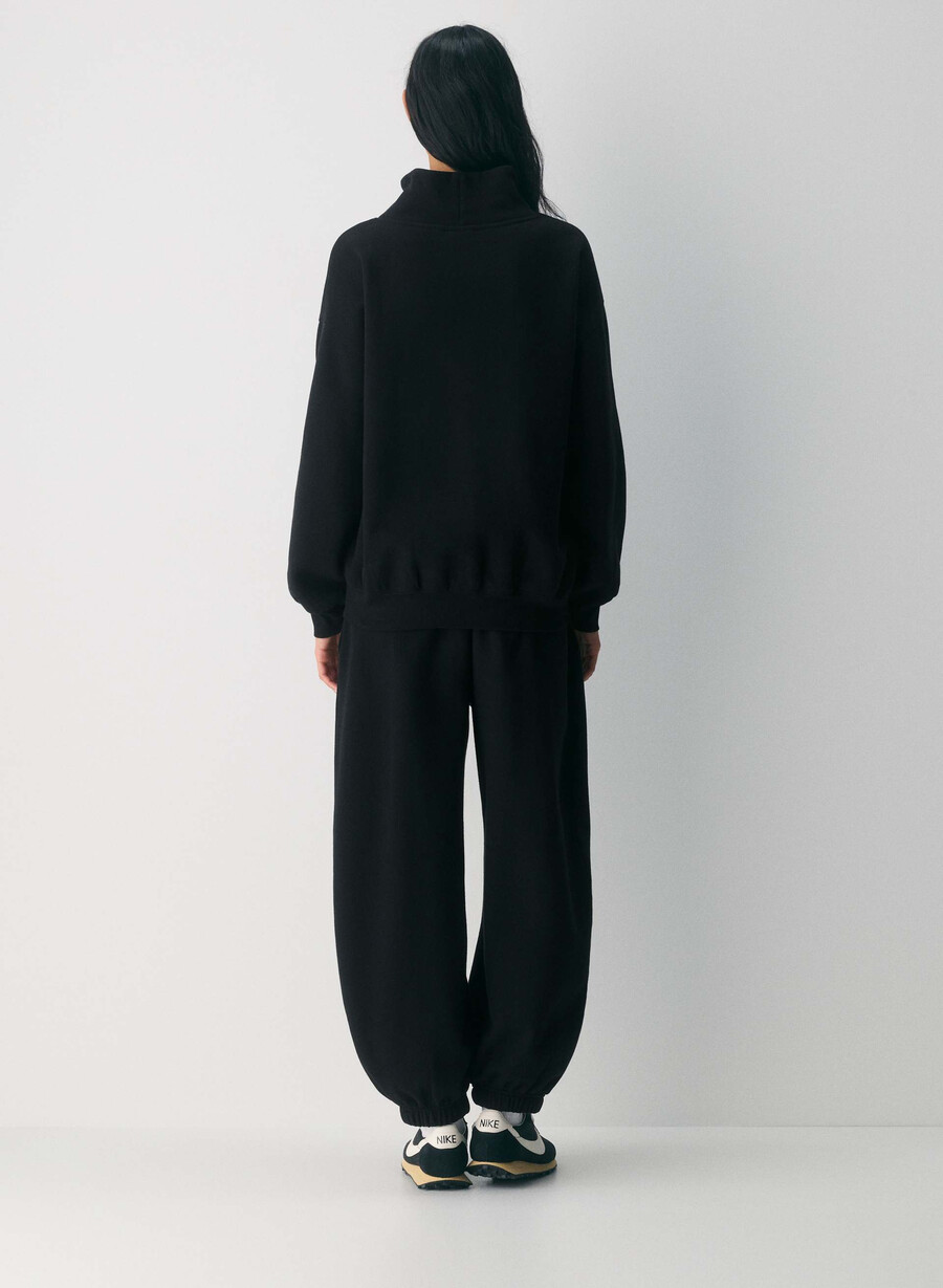 felpa con cappuccio cozy sweatfleece mega funnel neck nero