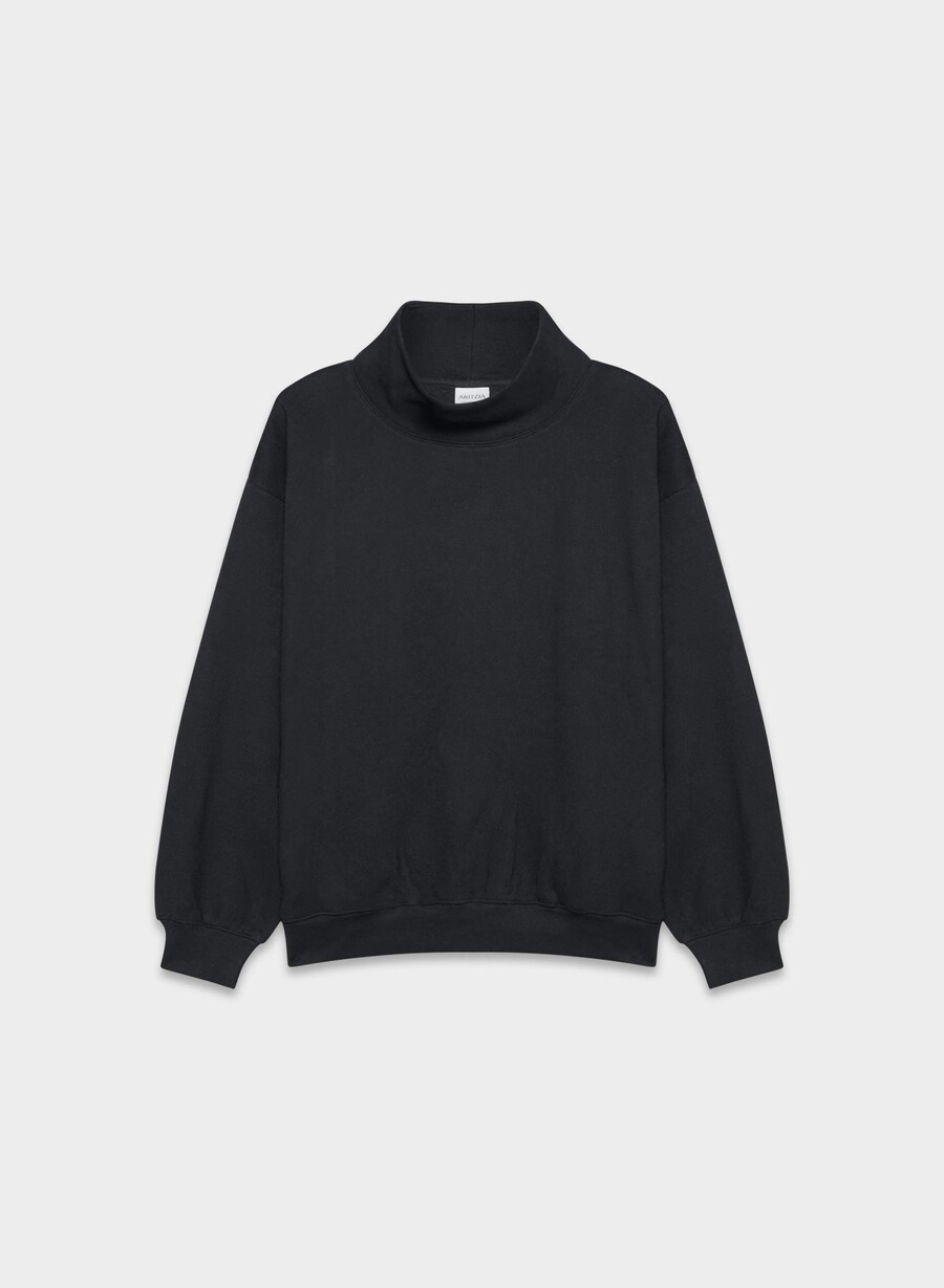 felpa con cappuccio cozy sweatfleece mega funnel neck nero