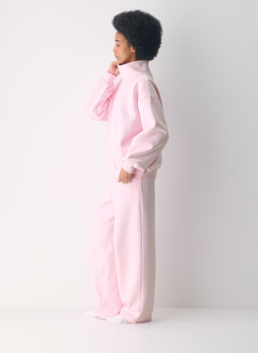 felpa in pile con collo a imbuto villa pink