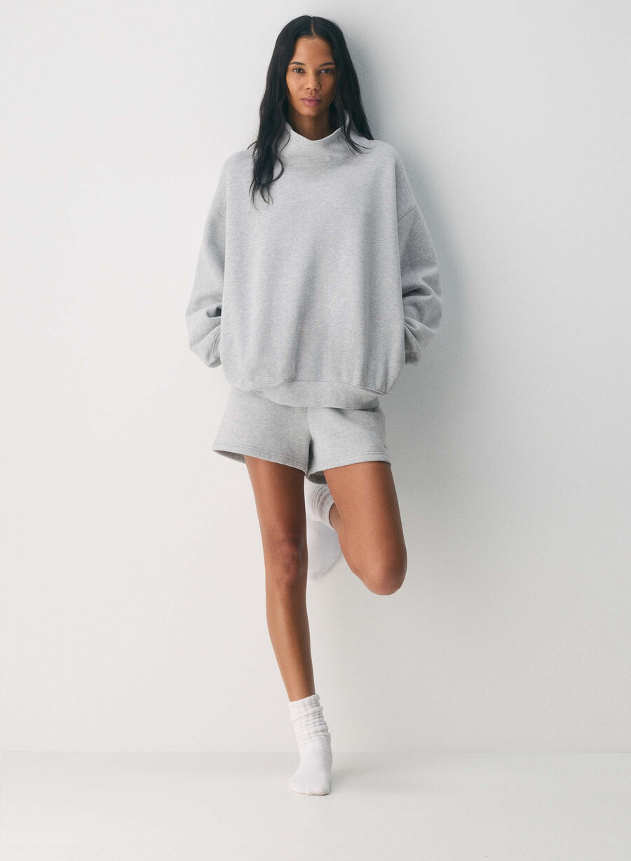 felpa con cappuccio cozy sweatfleece mega funnel neck heather chrome