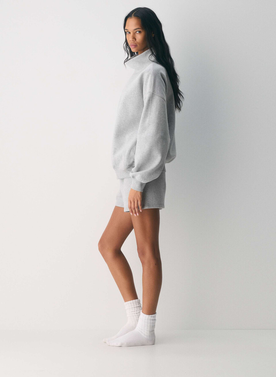 felpa con cappuccio cozy sweatfleece mega funnel neck heather chrome