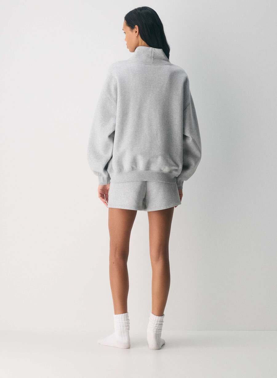 felpa con cappuccio cozy sweatfleece mega funnel neck heather chrome