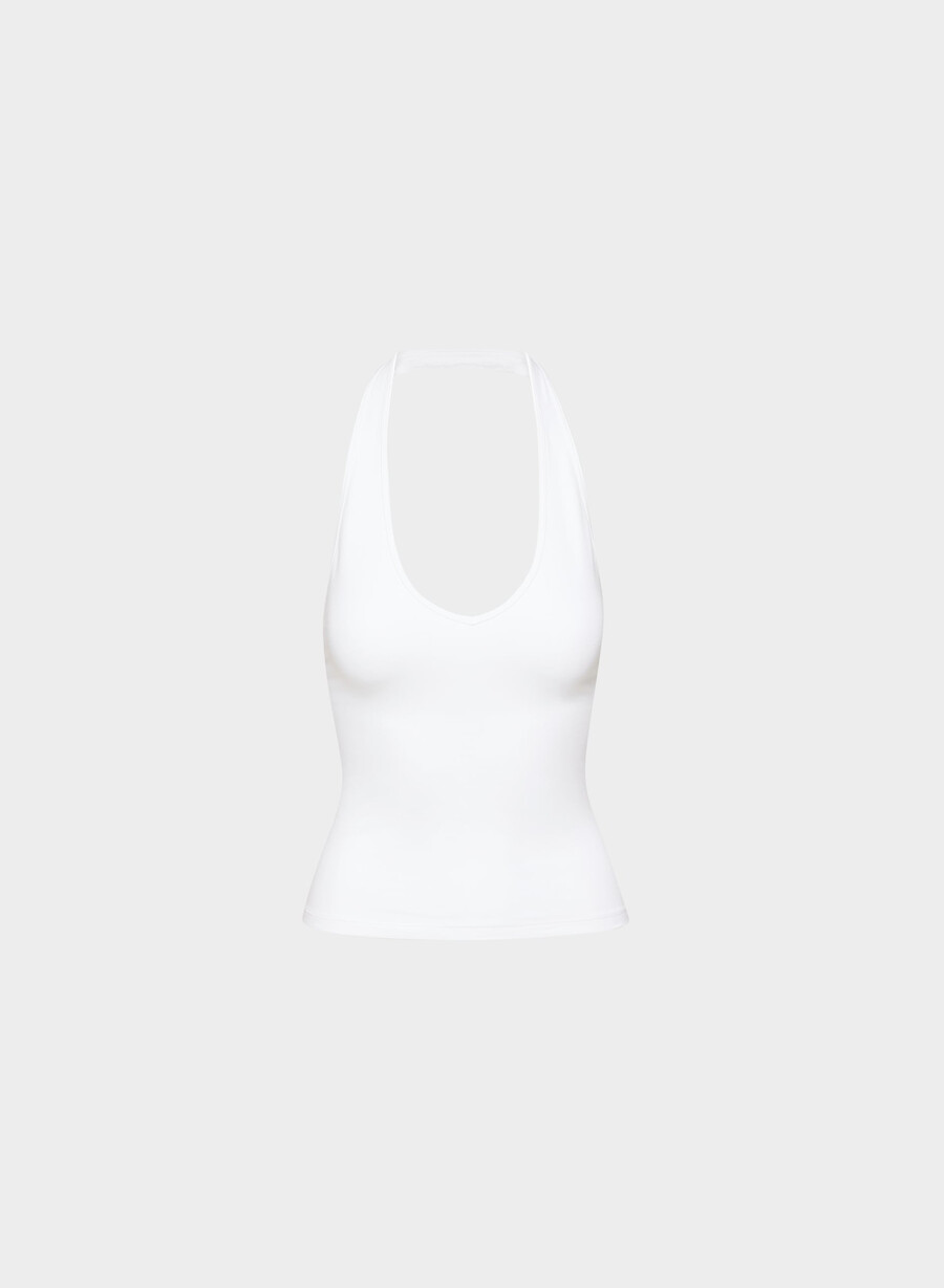 homestretch smooth timbre halter comfort top bianco