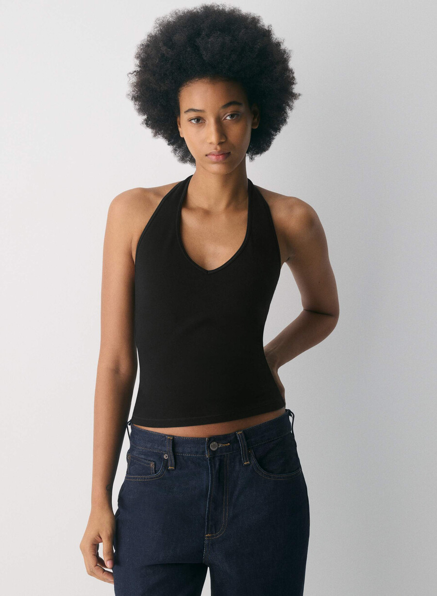 homestretch smooth timbre halter comfort top bianco