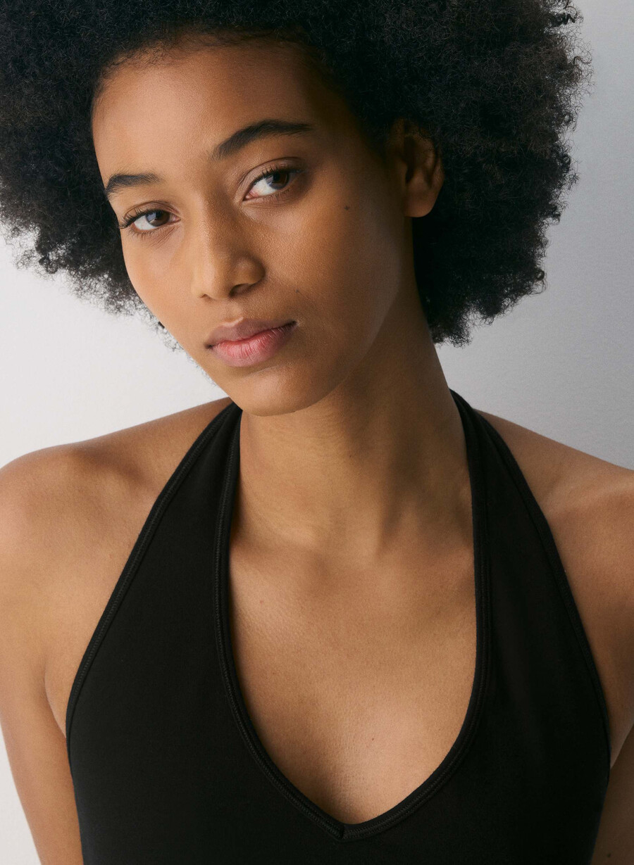 homestretch smooth timbre halter comfort top bianco