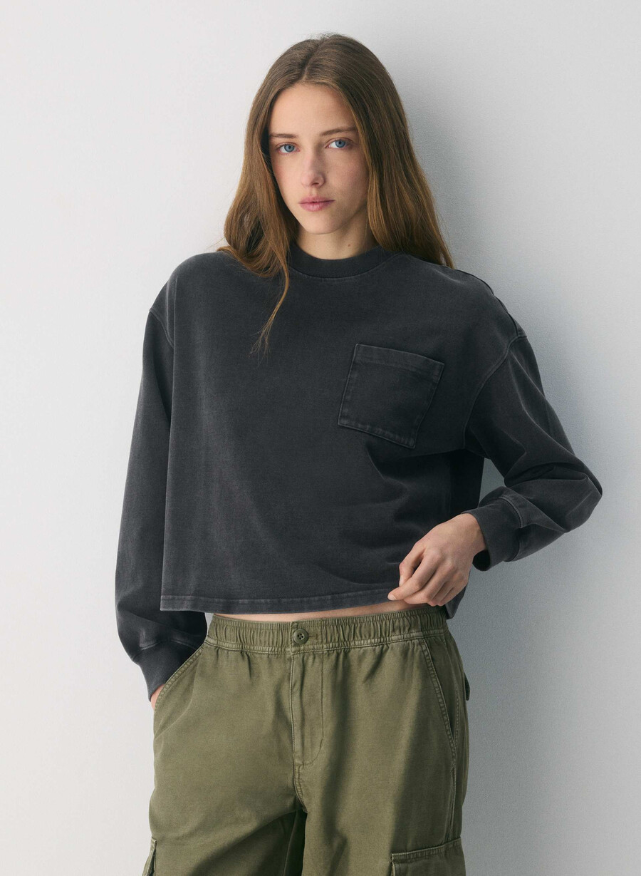 mighty cotton motor longsleeve nero vissuto
