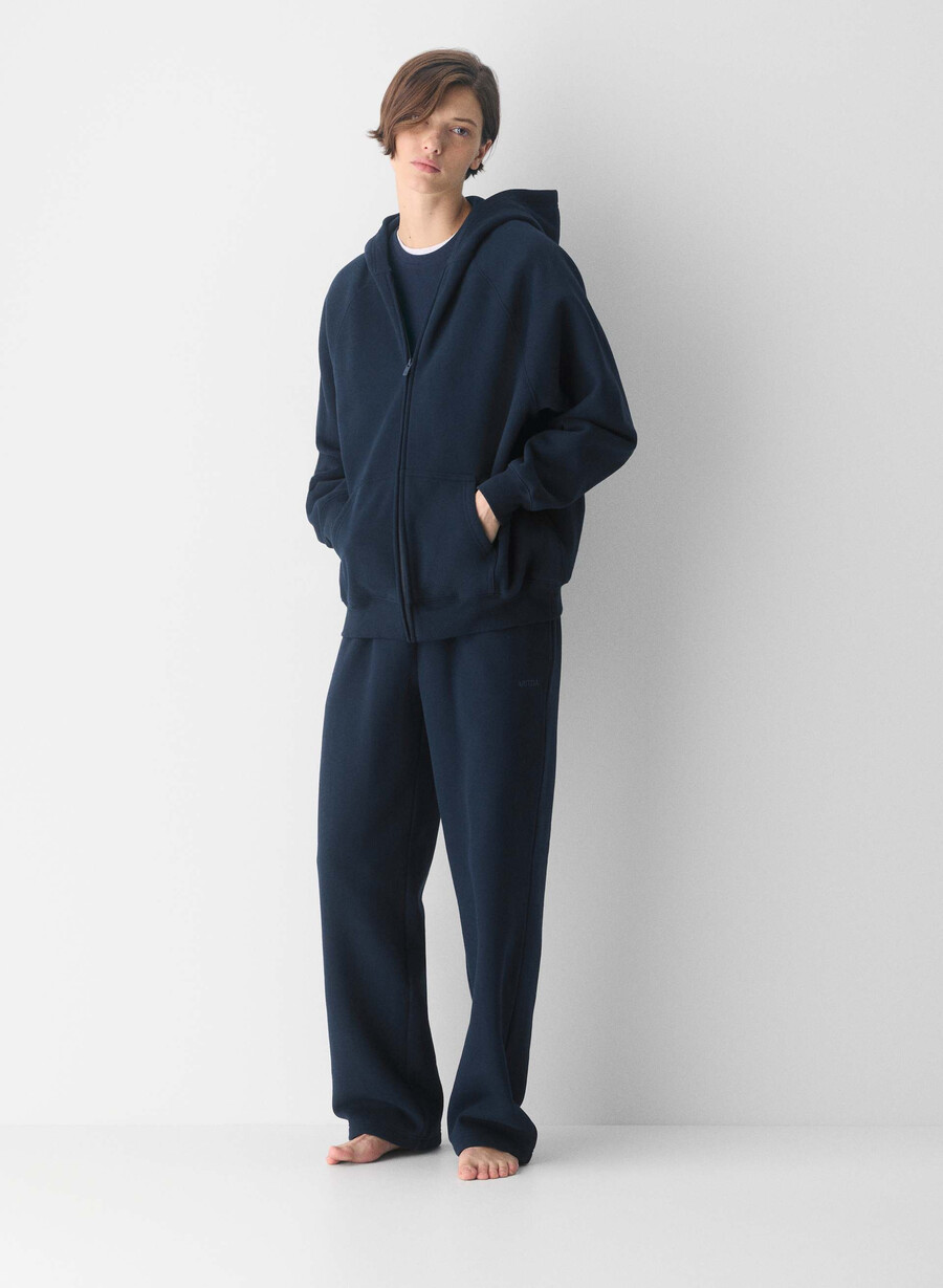 felpa con cappuccio e zip cozy sweatfleece mega raglan admiral